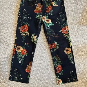 R13 Black Pants with Multicolor Floral Design